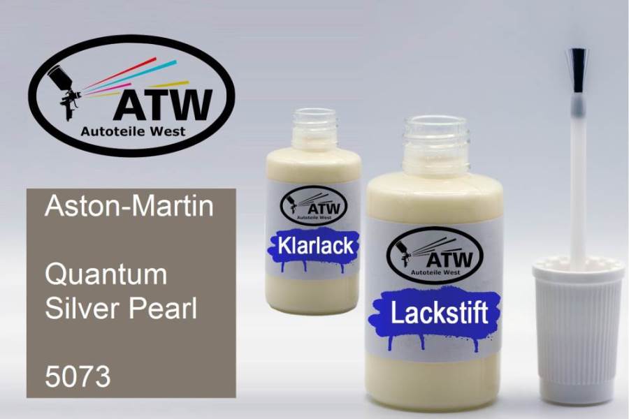 Aston-Martin, Quantum Silver Pearl, 5073: 20ml Lackstift + 20ml Klarlack - Set, von ATW Autoteile West.